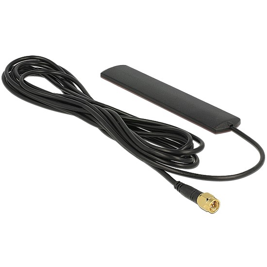 Delock LTE Antenna SMA 3 dBi Omnidirectional Fixed Black Adhesive Mounting (88987)