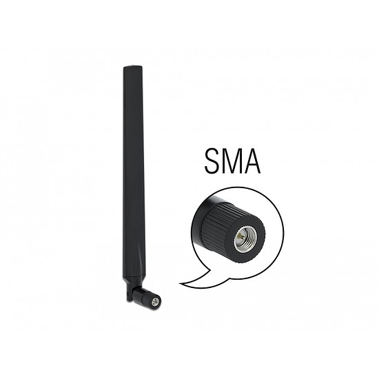 Delock LTE antenna SMA-dugó 1,9 - 2,3 dBi irányított, csuklós csatlakozó, fekete (12635)