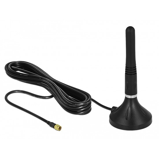 Delock LTE antenna SMA-dugó 2 - 3 dBi 11 cm irányítatlan, rögzített, mágneses talppal és csatlakozók (12585)