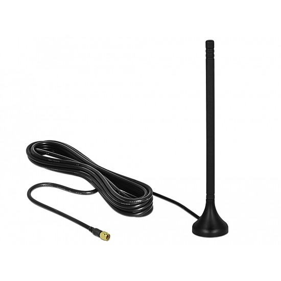 Delock LTE antenna SMA-dugó 3 - 5 dBi 12,5 cm irányítatlan, rögzített, mágneses talppal és csatlakoz (12588)