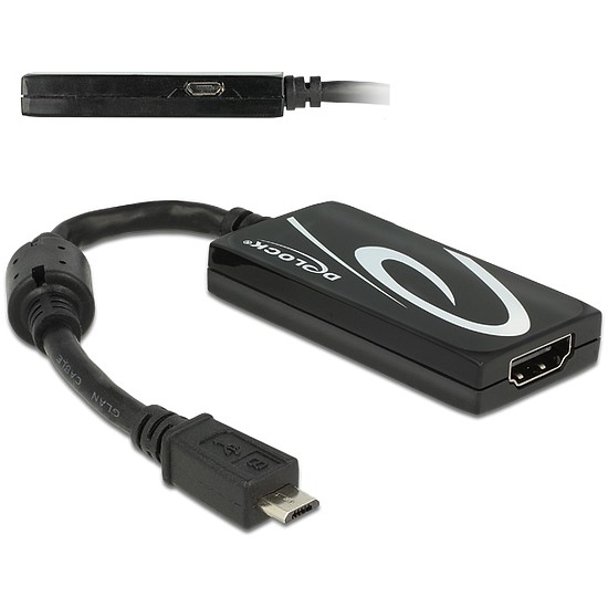 Delock MHL 3.0-s adapter > Nagysebességű HDMI 4K Ultra-HD felbontással és RCP funkcióval Premium (65643)