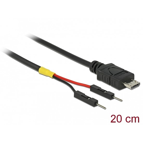 Delock Micro-B típusú USB tápkábel 2 db. különálló tűfejes apa véggel hossza 20 cm (85407)