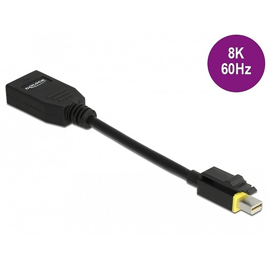 Delock Mini DisplayPort 1.4 DisplayPort adapter retesszel záró funkcióval 8K 60 Hz (65978)