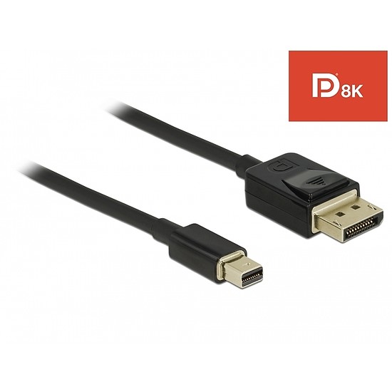 Delock Mini DisplayPort a DisplayPort-kábel 8K 60 Hz 2 m DP 8K tanúsítvánnyal (84928)