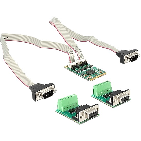 Delock Mini PCIe I/O PCIe teljes méret 2 x Serial RS-422 / 485 600 W Surge (95245)