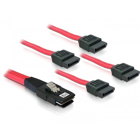 Delock mini SAS 36 tűs - 4db SATA 7 tűs kábel (SFF 8087 - 4db SATA) 1m (83074)