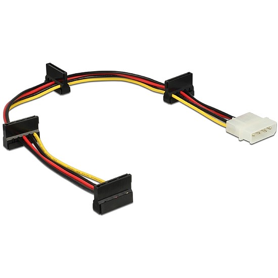 Delock Molex-tápkábel 4 tus csatlakozódugóval > 4 x 15 tus SATA-csatlakozóhüvely, 40 cm (60142)