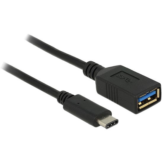 Delock nagy sebességű adapter USB (USB 3.1, Gen 1) USB C típus apa > USB A típus anya 15 cm fekete (65634)