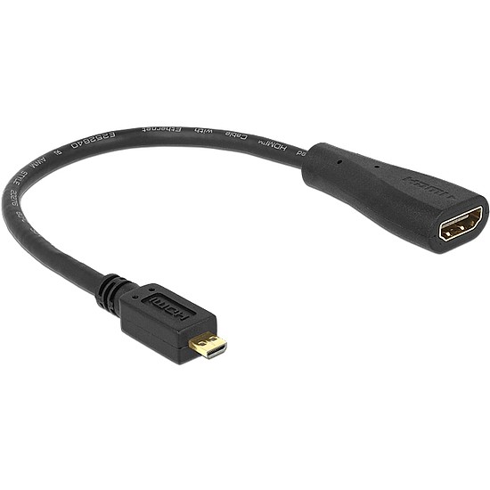 Delock nagy sebességű HDMI kábel Ethernettel - micro D apa > A anya (65391)