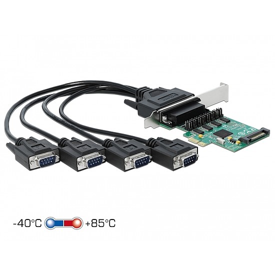 Delock PCI Express Kártya > 4 x soros RS-232 tápfeszültséggel (89938)