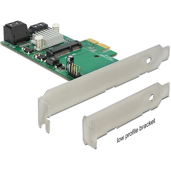 Delock PCI Express-kártya > Hibrid 3 x belső SATA 6 Gb/s + 1 x belső mSATA (89371)