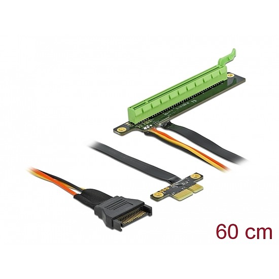 Delock PCI Express Riser kártya x1 - x16 hajlékony kábellel, 80 cm (85763)