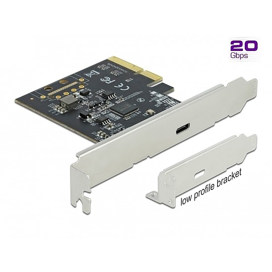 Delock PCI Express x4 Kártya - 1 x külső SuperSpeed USB 20 Gbps (USB 3.2 Gen 2x2) USB Type-C hüvely (89036)