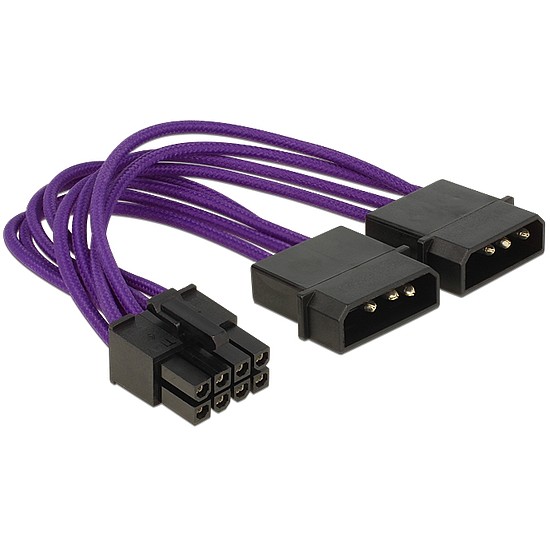 Delock Power Cable 8 pin EPS > 2 x 4 pin textile shielding purple (83703)