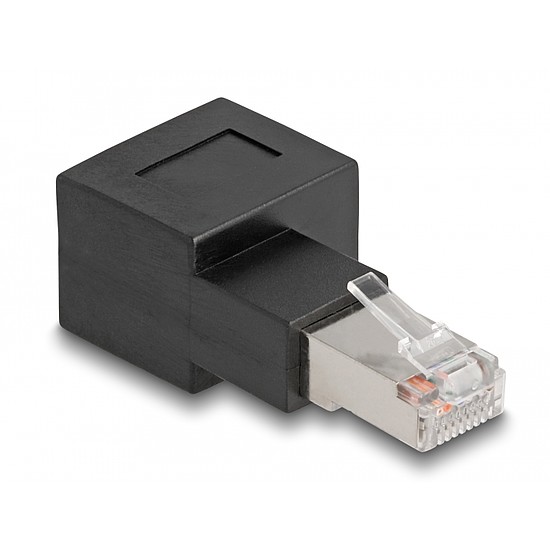 Delock RJ45 apa - RJ45 anya adapter Cat.6A 90 fokos szögben jobbra hajlítva (87864)