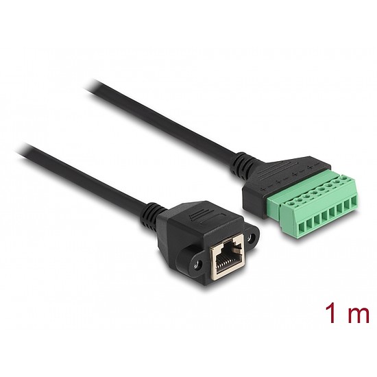 Delock RJ45 kábel Cat.6 anya - Terminal Block Adapter beépíthető, 1 m hosszú, 2 részes (66055)