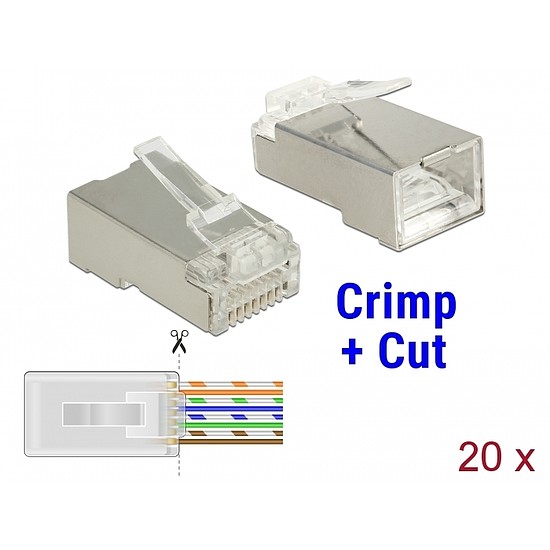 Delock RJ45 krimpelő és vágó (apa) Cat.6 STP 20 darab (86454)