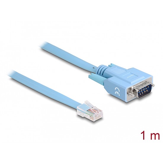 Delock RS-232 DB9 típusú adapter apa - 1 x RS-232 RJ45 soros apa 1 m (63353)