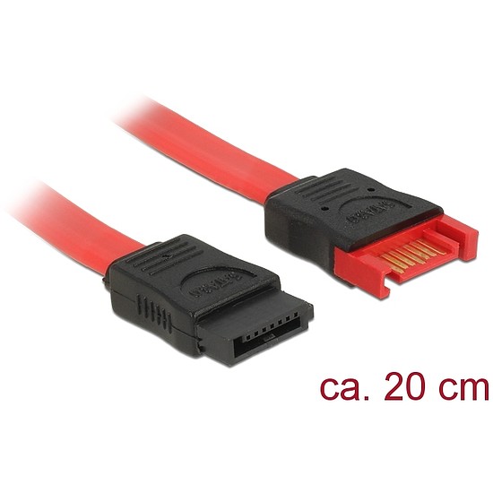 Delock SATA 6 Gb/s-s bővítőkábel csatlakozódugóval > SATA-s, csatlakozóhüvellyel, 20 cm, piros (83952)