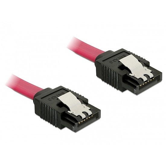 Delock SATA 6Gbps 10cm egyenes-egyenes piros kábel (82674)