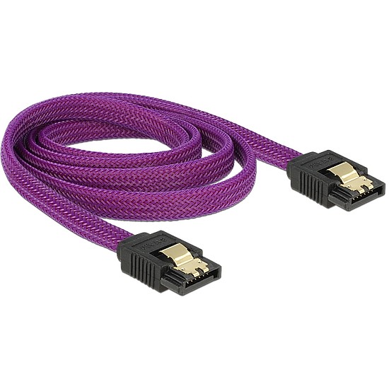 Delock SATA cable 6 Gb/s 100 cm straight / straight metal purple Premium (83692)