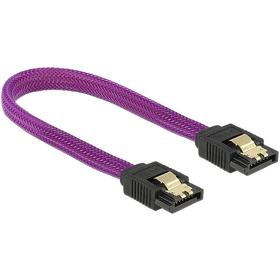 Delock SATA cable 6 Gb/s 20 cm straight / straight metal purple Premium (83689)