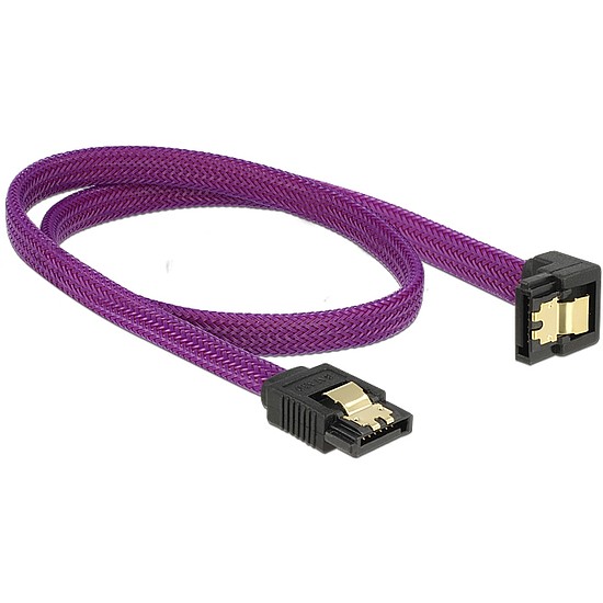 Delock SATA cable 6 Gb/s 50 cm down / straight metal purple Premium (83696)