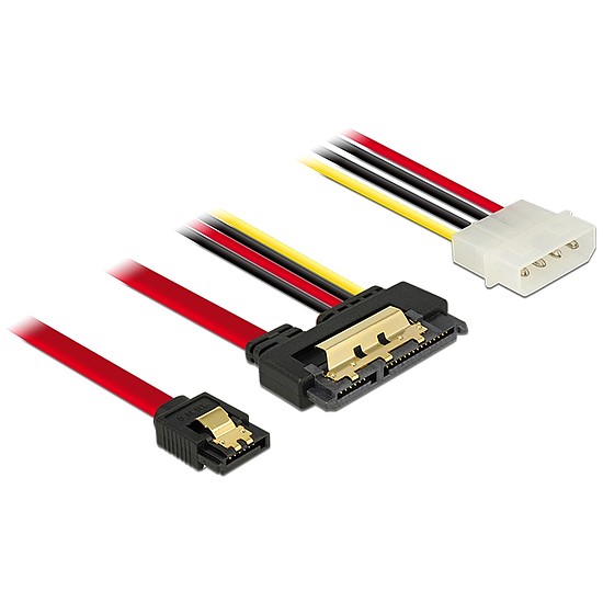 Delock SATA-kábel, 6 Gb/s, 7 tus csatlakozóhüvely + 4 tus Molex-csatlakozódugó > 22 tus SATA-csatlak (85230)