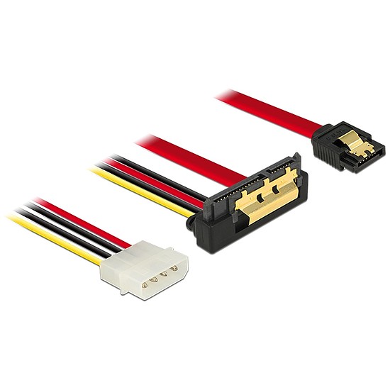 Delock SATA-kábel, 6 Gb/s, 7 tus csatlakozóhüvely + 4 tus Molex-csatlakozódugó > 22 tus SATA-csatlak (85231)