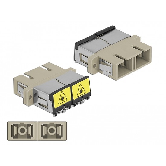 Delock SC optikai szálas csatlakozó Párosító lézervédő zárral / borítással Duplex anya - SC Duplex a (86894)