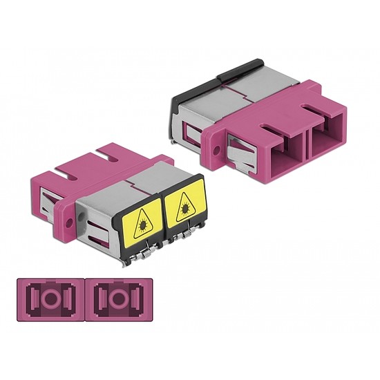 Delock SC optikai szálas csatlakozó Párosító lézervédő zárral / borítással Duplex anya - SC Duplex a (86896)
