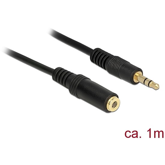 Delock Stereo Jack hosszabbító kábel 3.5 mm 3 pin apa > anya 1 m fekete (83764)