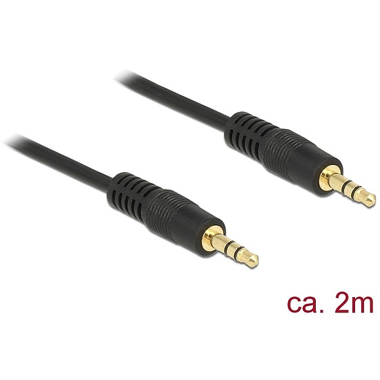 Delock Stereo Jack kábel 3.5 mm 3 pin apa > apa 2 m fekete (83746)