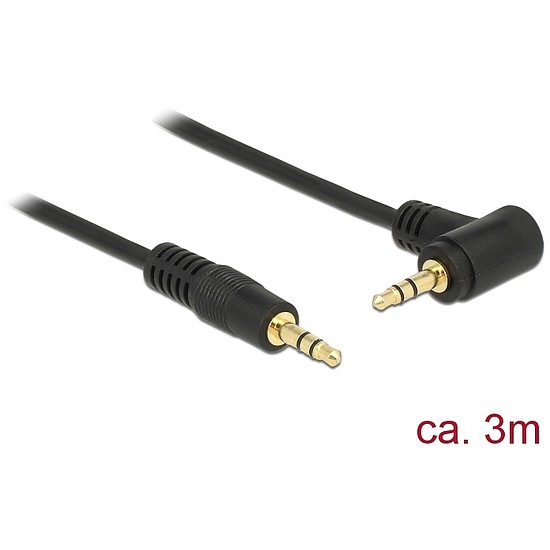 Delock Stereo Jack kábel 3.5 mm 3 pin apa > apa 3 m 90 fekete (83758)