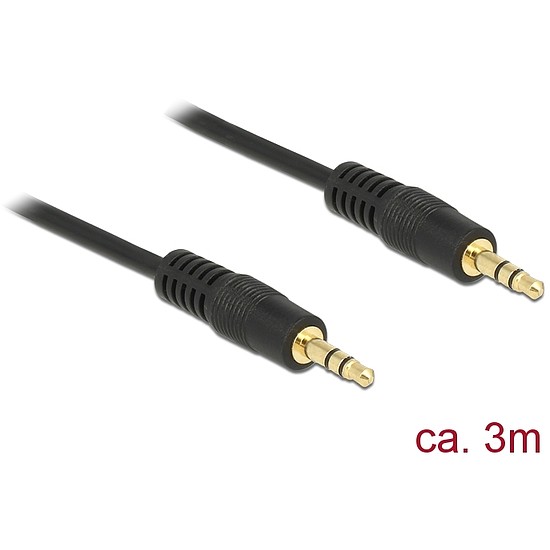 Delock Stereo Jack kábel 3.5 mm 3 pin apa > apa 3 m fekete (83748)