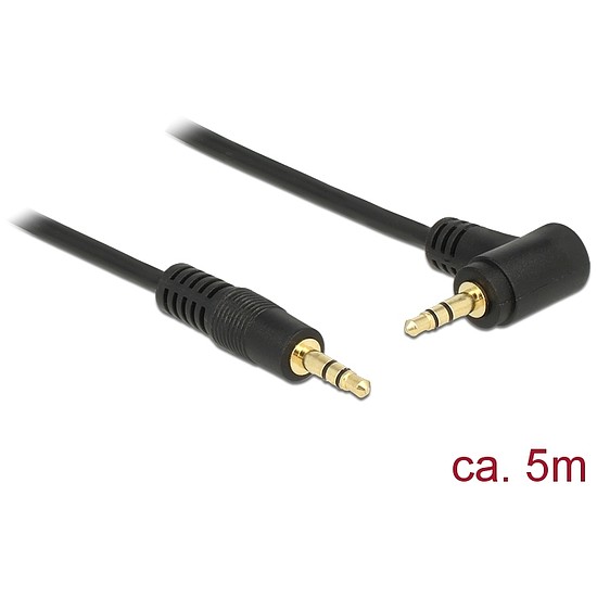 Delock Stereo Jack kábel 3.5 mm 3 pin apa > apa 5 m 90 fekete (83760)