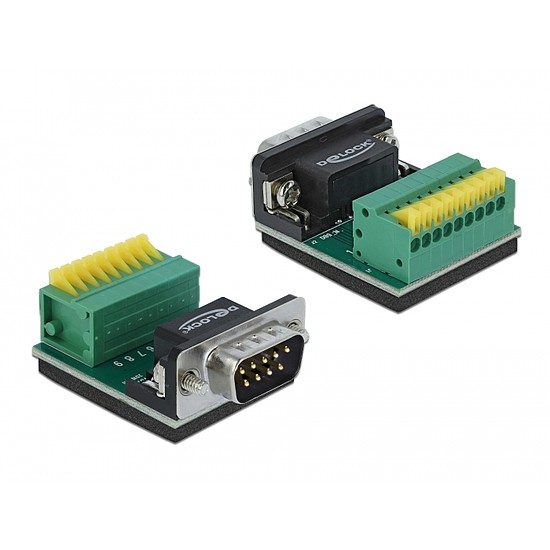 Delock Sub-D 9 tűs adapter apa - 9 tűs nyomógombos Terminal Block (66321)