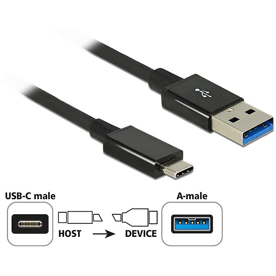 Delock SuperSpeed USB-kábel, 10 Gbps (USB 3.1 Gen 2) USB Type- C csatlakozódugóval > USB Type-A csa (83983)