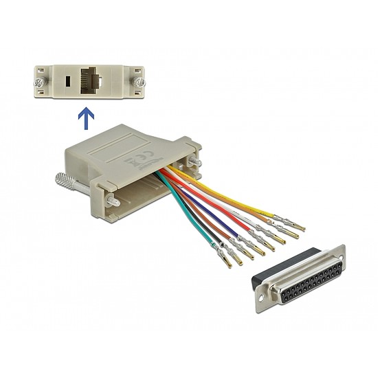 Delock Szürke Sub-D 25-tűs anya RJ45 anya összekötő adapter (65600)