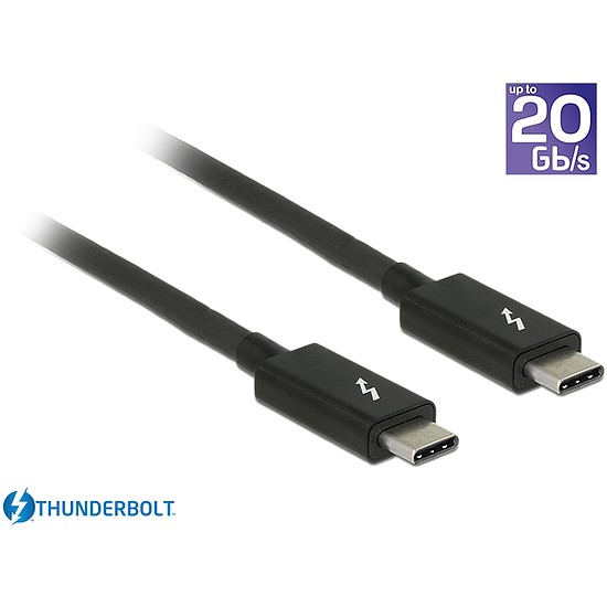 Delock Thunderbolt 3 (20 Gb/s) USB-C kábel, csatlakozódugó > csatlakozódugó, passzív, 1,0 m, 5 A, (84845)