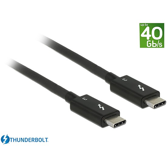 Delock Thunderbolt 3 (40 Gb/s) USB-C kábel, csatlakozódugó > csatlakozódugó, passzív, 0,5 m, 5 A, (84844)