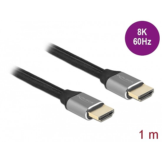 Delock Ultra nagy sebességű HDMI kábel 48 Gbps 8K 60 Hz szürke 1 m tanúsítvánnyal (83995)