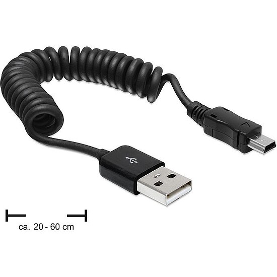 Delock USB 2.0-A anya > USB mini apa spirál kábel (83164)