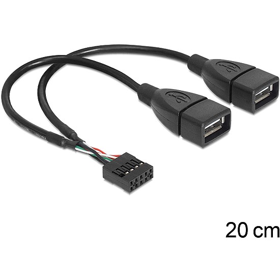 Delock USB 2.0 A típus, 2 x anya - pin fejes kábel (83292)