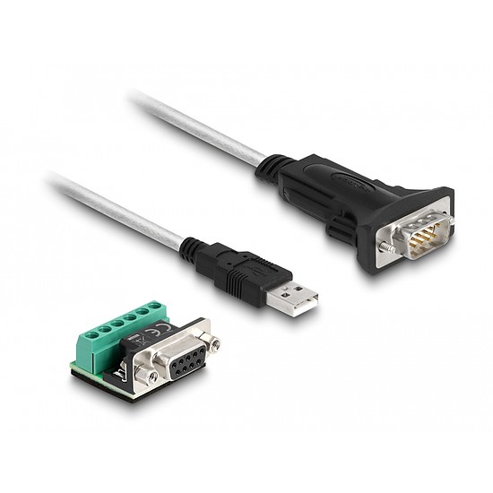 Delock USB 2.0 A-típusú adapter 1 x soros RS-422/485 apa 6 tűs terminal blockkal 5 V 1,8 m (63465)