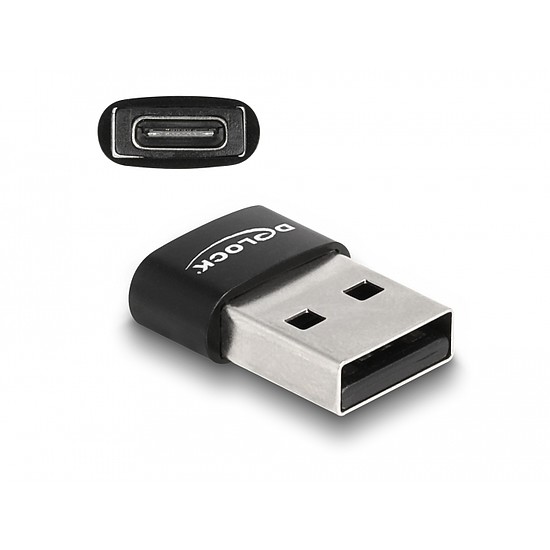 Delock USB 2.0 adapter A-típusú USB apa - USB Type-C anya fekete (60002)