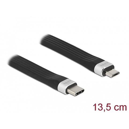 Delock USB 2.0 FPC lapos csík kábel USB Type-C - USB Micro-B-típusú 13,5 cm PD 3 A (86793)