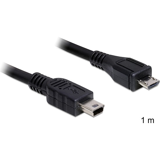 Delock USB 2.0 micro-B apa> USB mini apa kábel, 1 m (83177)