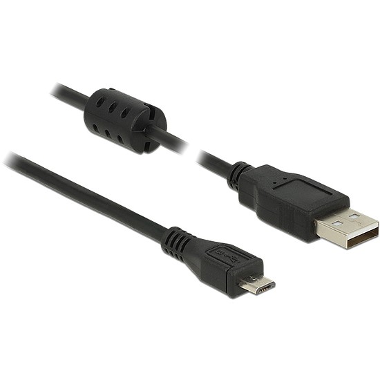 Delock USB 2.0-s kábel A-típusú csatlakozódugóval > USB 2.0 Micro-B csatlakozódugóval, 0,5 m, fekete (84900)