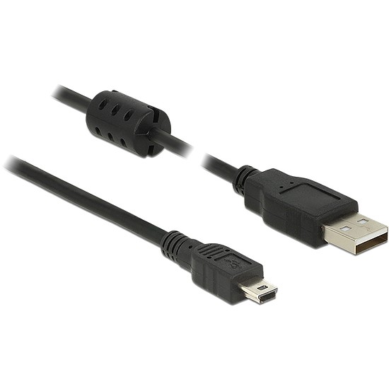 Delock USB 2.0-s kábel A-típusú csatlakozódugóval > USB 2.0 Mini-B csatlakozódugóval, 1,5 m, fekete (84913)